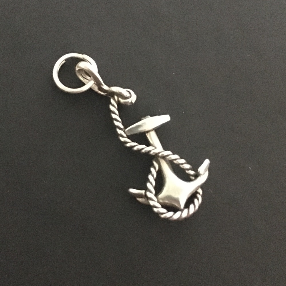 Sterling Anchor & Rope Charm - Picture 1 of 3